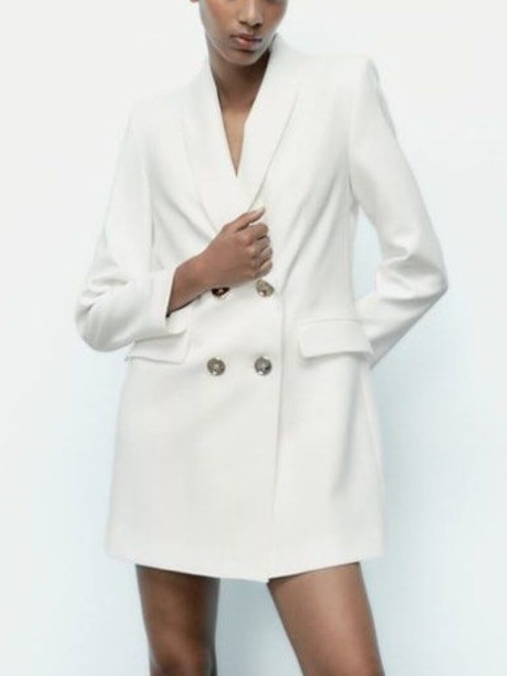 New Zara Double Breasted Blazer Dress Coat Long Jacket
